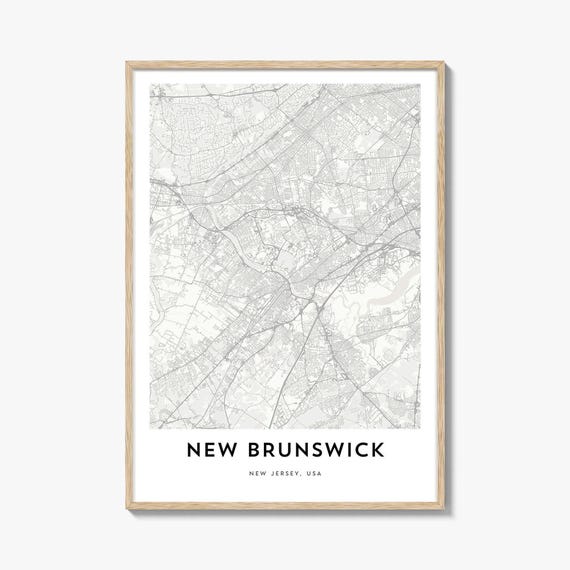 Map Of New Brunswick Print Gift Poster City Artwork For Home Office Jersey