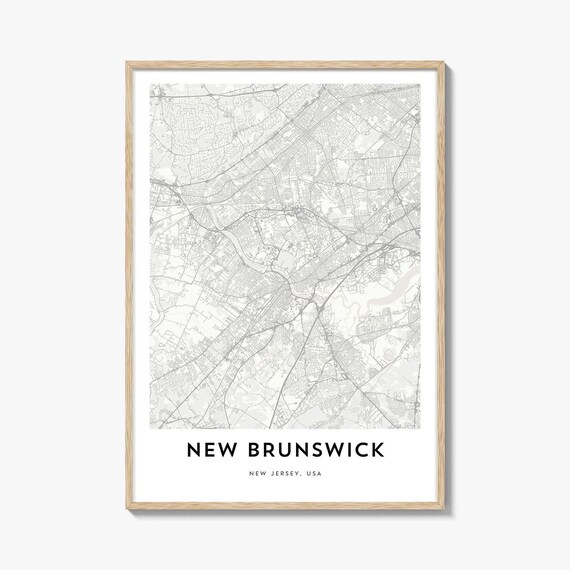 New Brunswick New Jersey Minimalist Street Map Poster White Gray Art