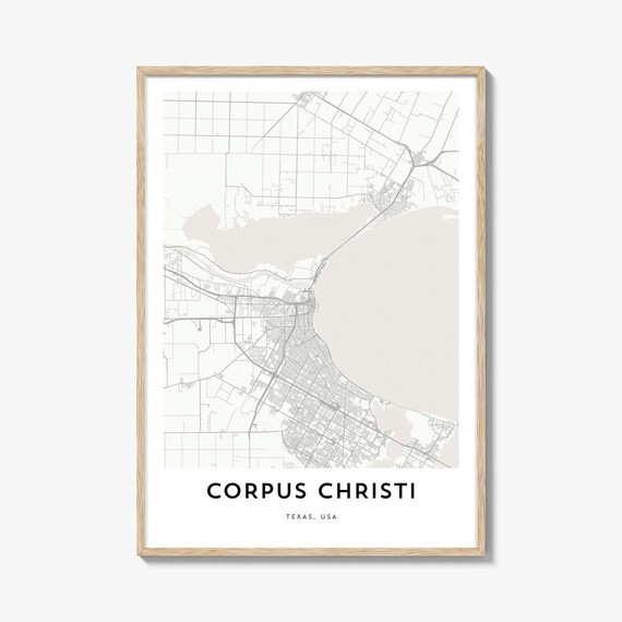 Corpus Christi Texas Minimalist Street Map Gulf Line Art Wall Art