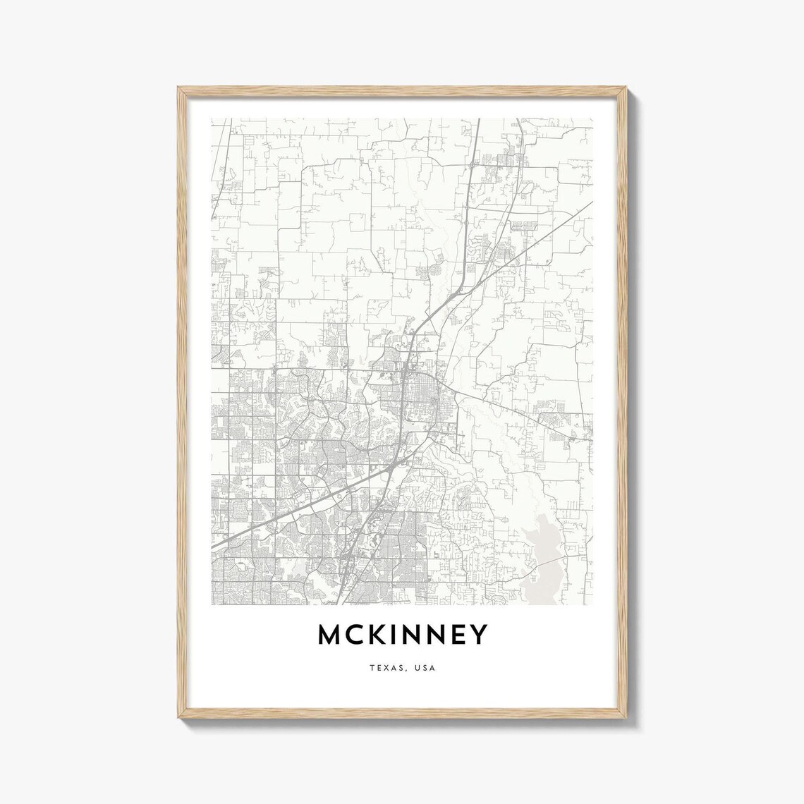 McKinney Texas USA Minimalist City Map Line Drawing Gift Poster