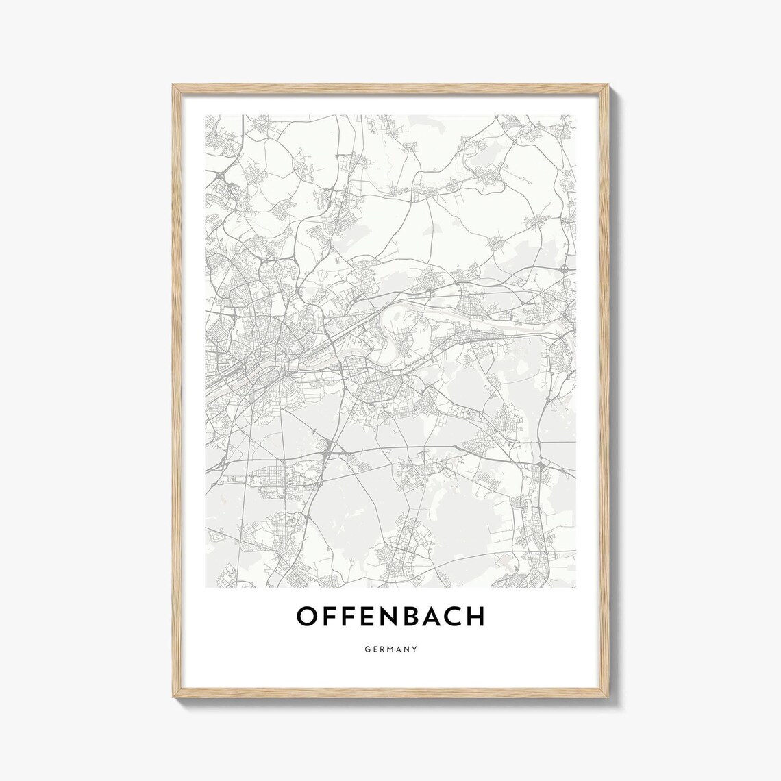 Offenbach Germany Minimalist White City Street Map Art Poster