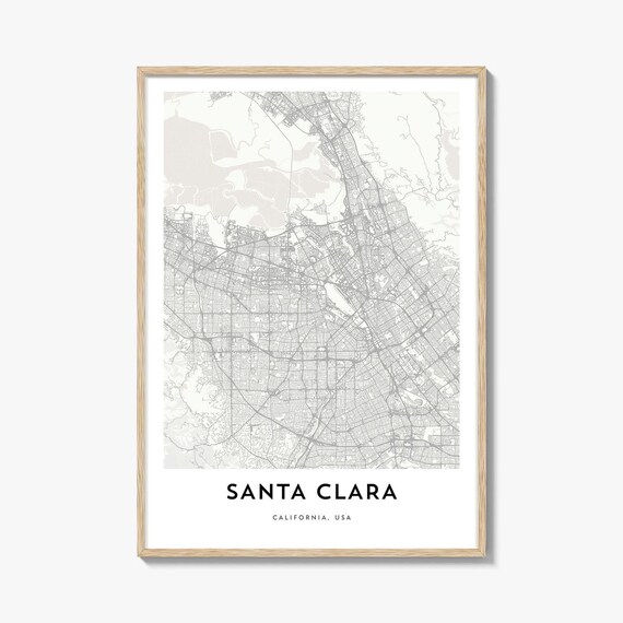 Santa Clara California Soft Minimalist City Street Map Art Poster