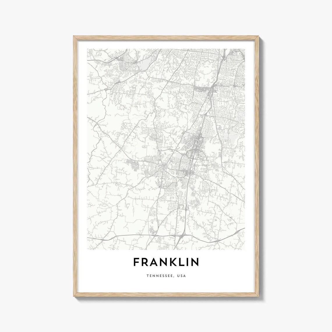 Franklin Tennessee USA Minimalist City Street Map Line Art Poster