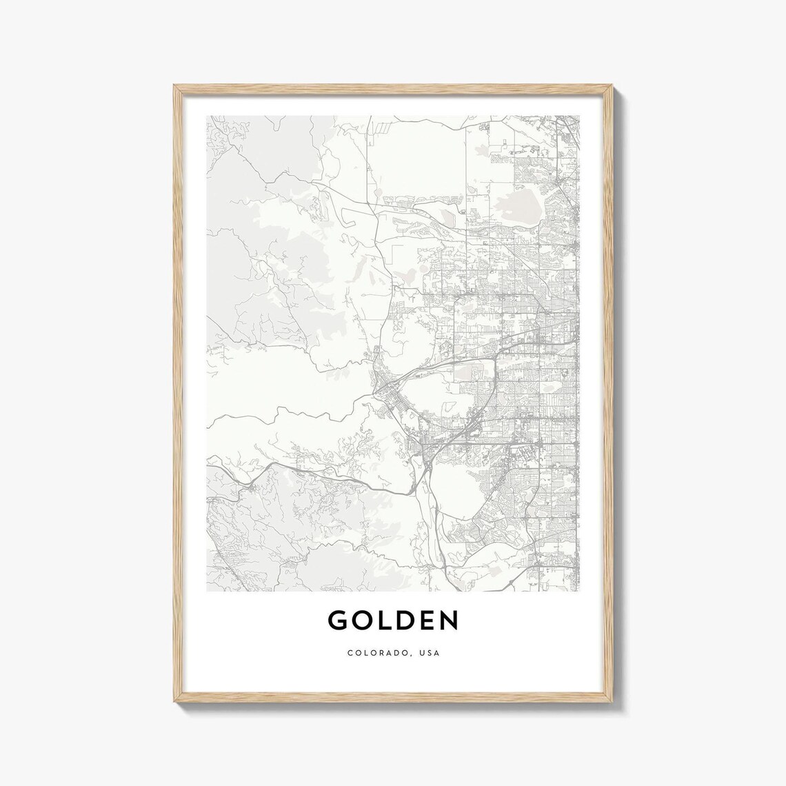 Golden Colorado Minimalist Beige City Street Map Travel Poster