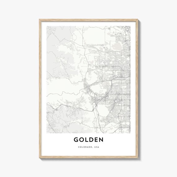 Golden Colorado Minimalist Beige City Street Map Travel Poster