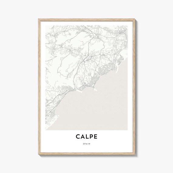 Calpe Spain City Map Minimalist Street Art Print Coastal Travel Decor