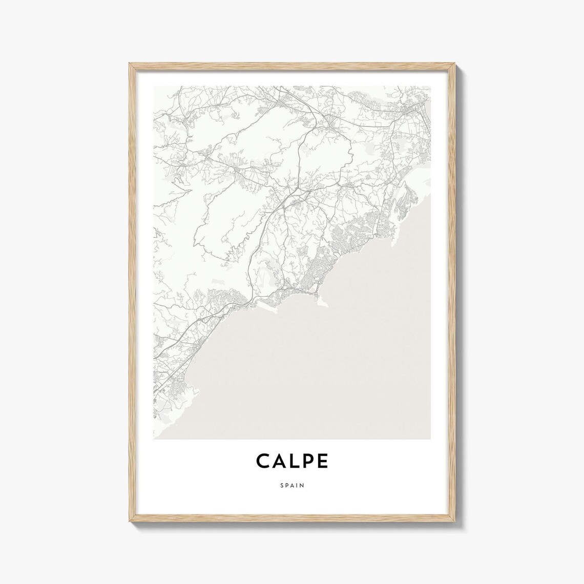 Calpe Spain City Map Minimalist Street Art Print Coastal Travel Decor