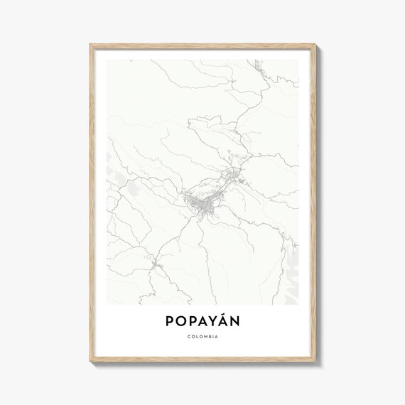 Popayán Colombia Minimalist City Street Map Art Travel Poster