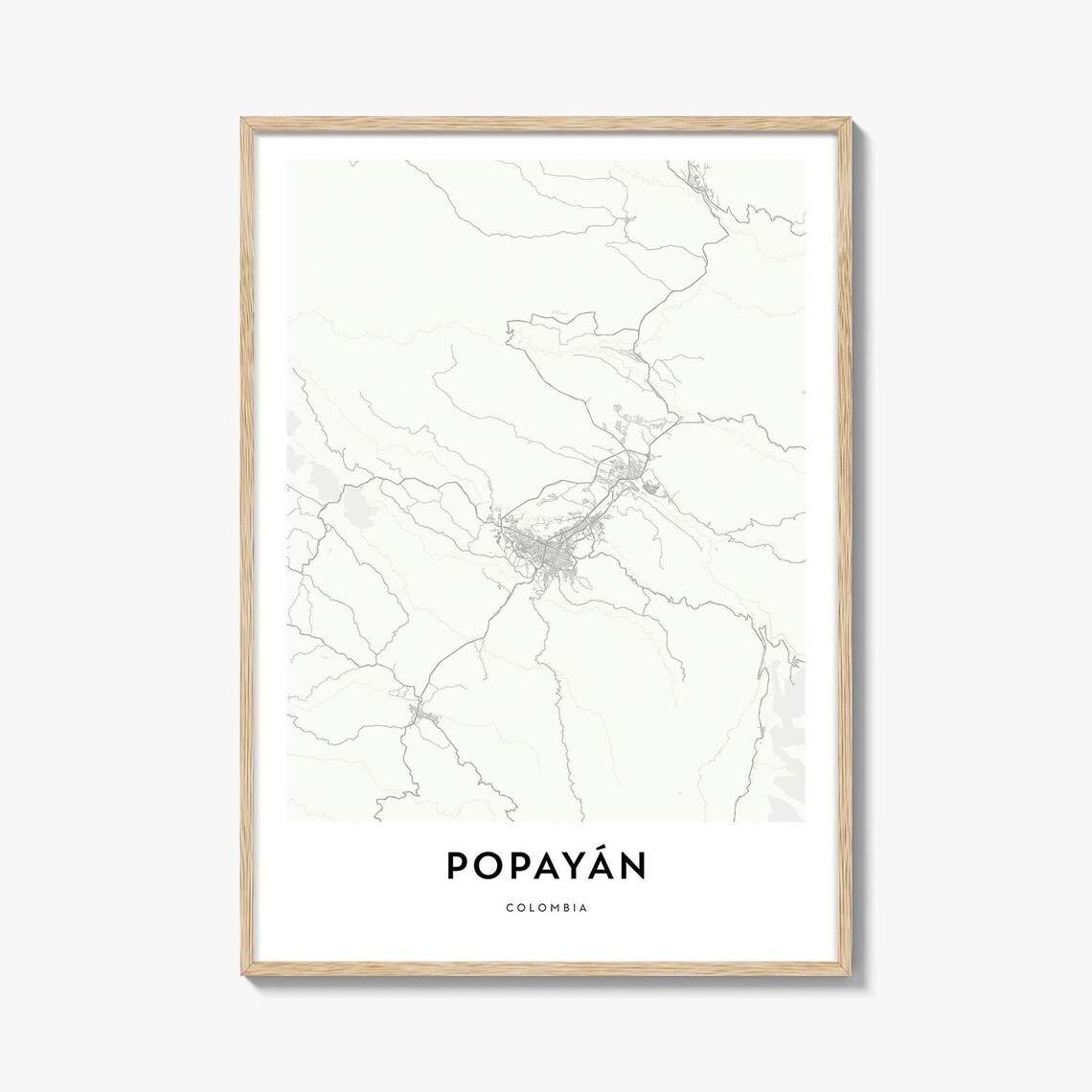 Popayán Colombia Minimalist City Street Map Art Travel Poster