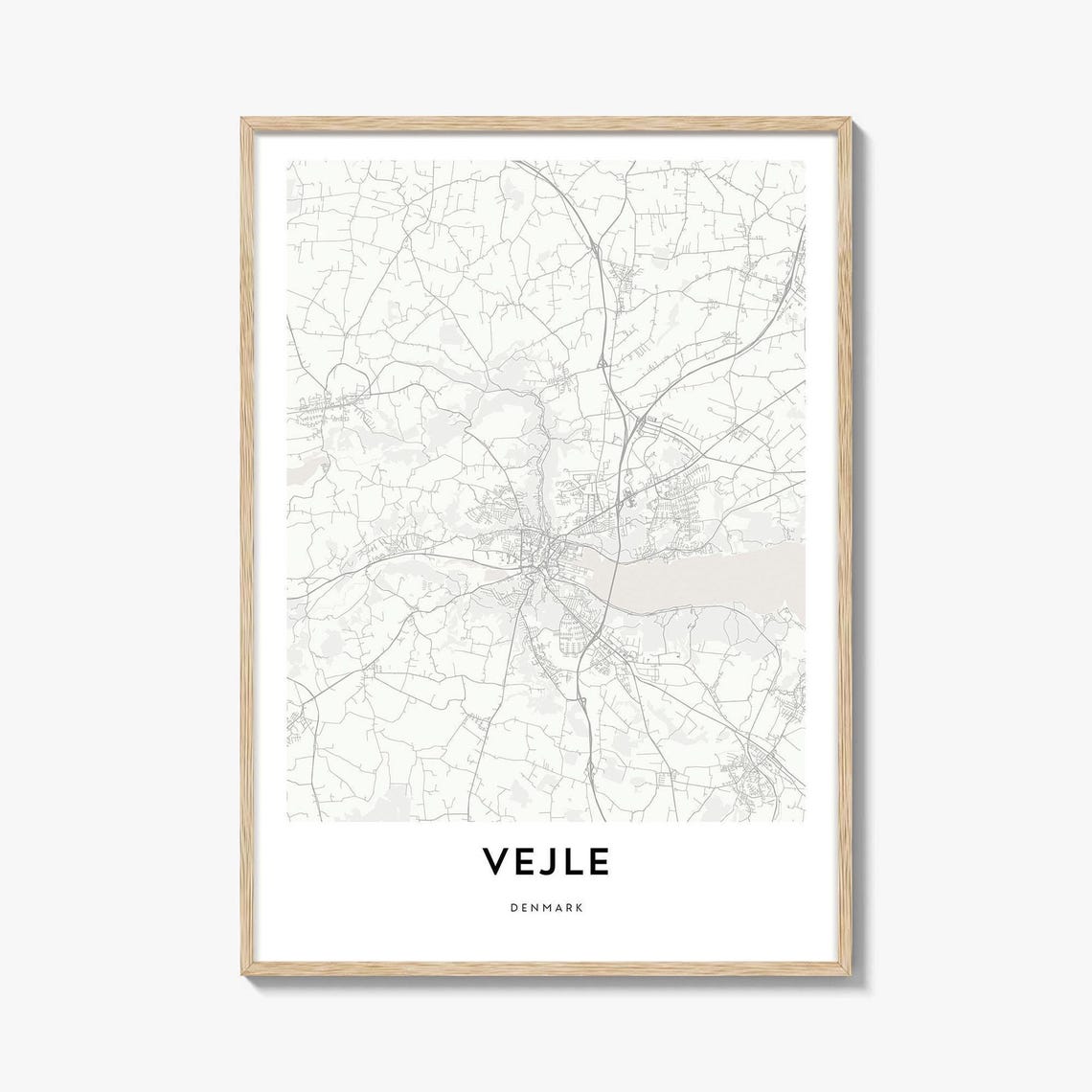 Vejle Denmark Minimalist City Map Poster for Scandinavian Home Decor