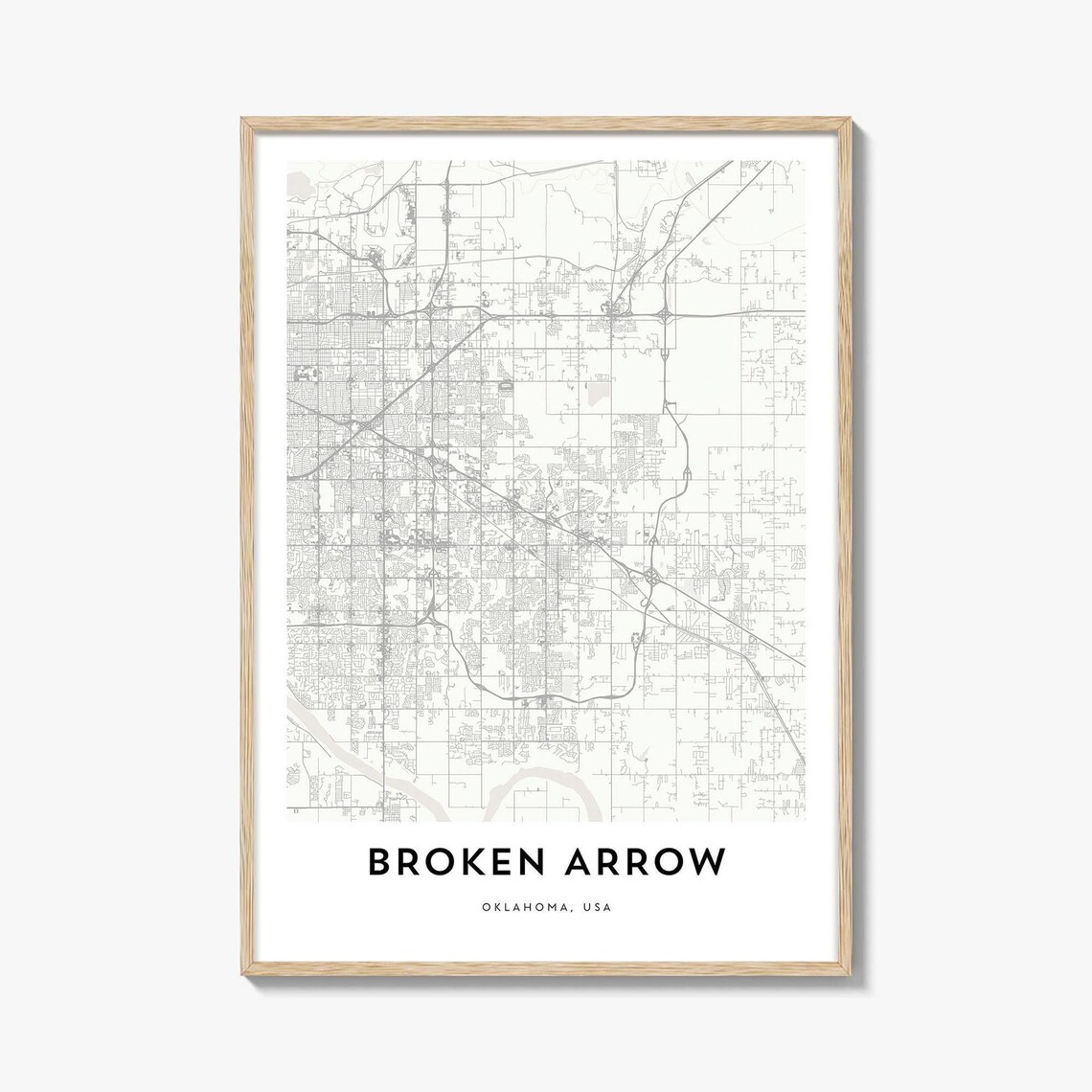 Broken Arrow Oklahoma Minimalist City Street Map Art Poster Decor