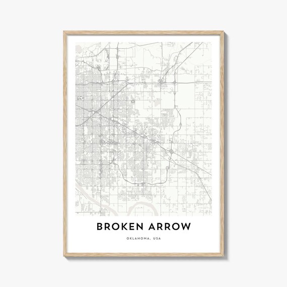 Broken Arrow Oklahoma Minimalist City Street Map Art Poster Decor