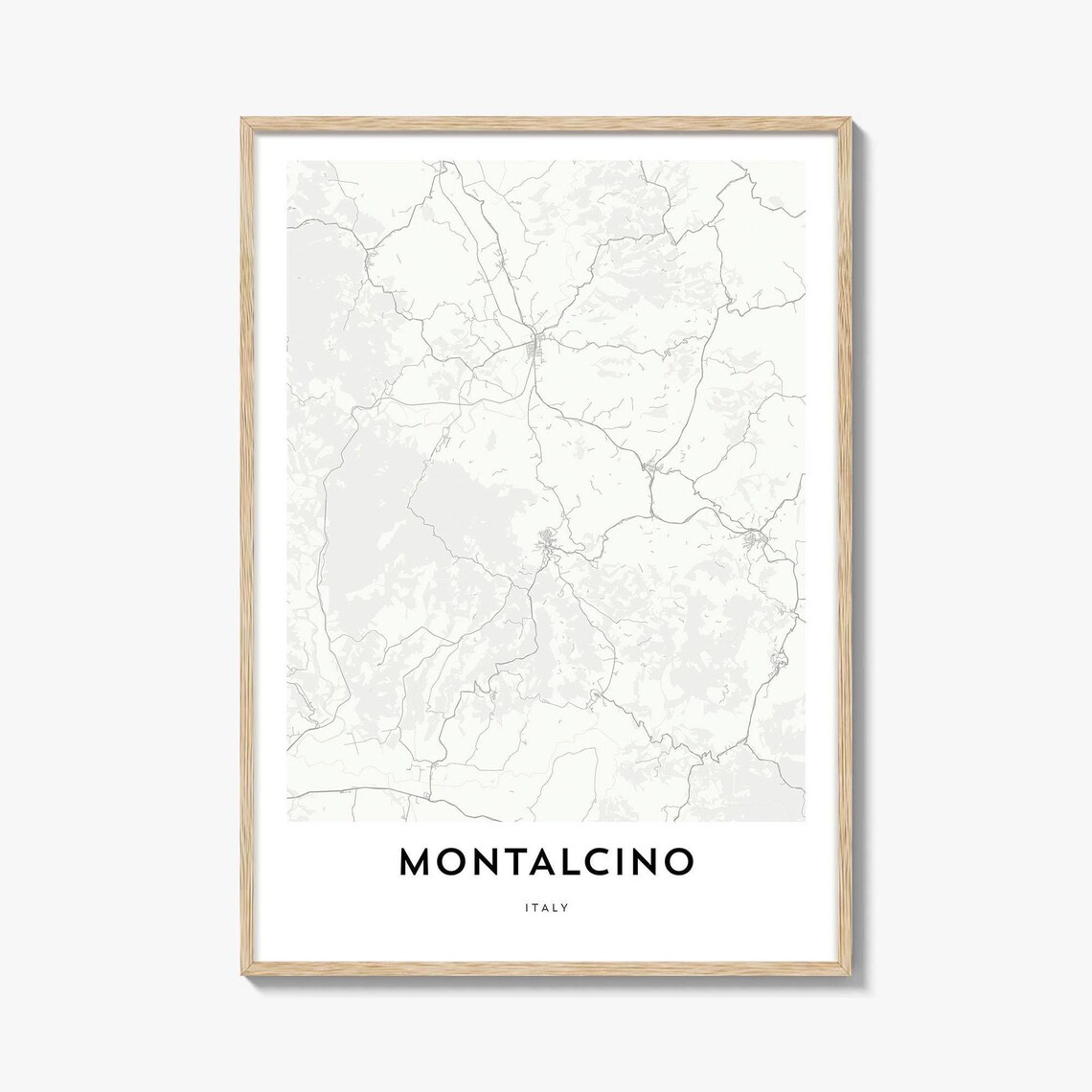 Montalcino Italy Minimalist Hill Town Street Map Travel Poster