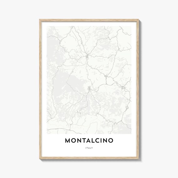 Montalcino Italy Minimalist Hill Town Street Map Travel Poster