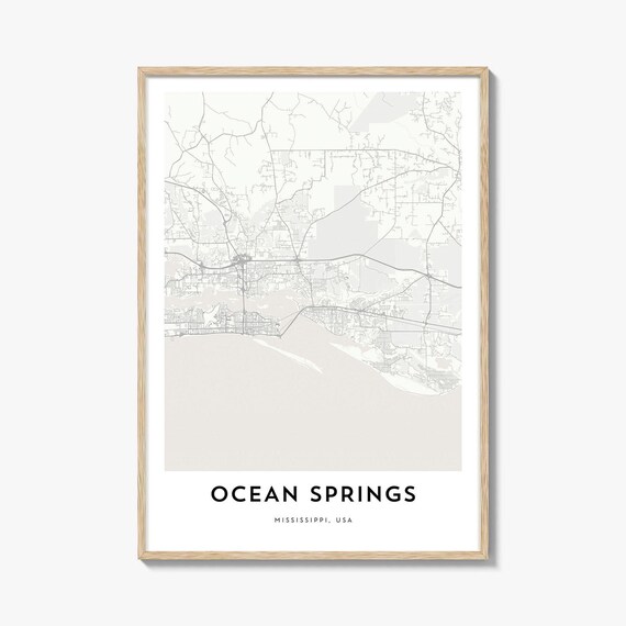 Ocean Springs Mississippi Minimalist Street Map City Art Poster
