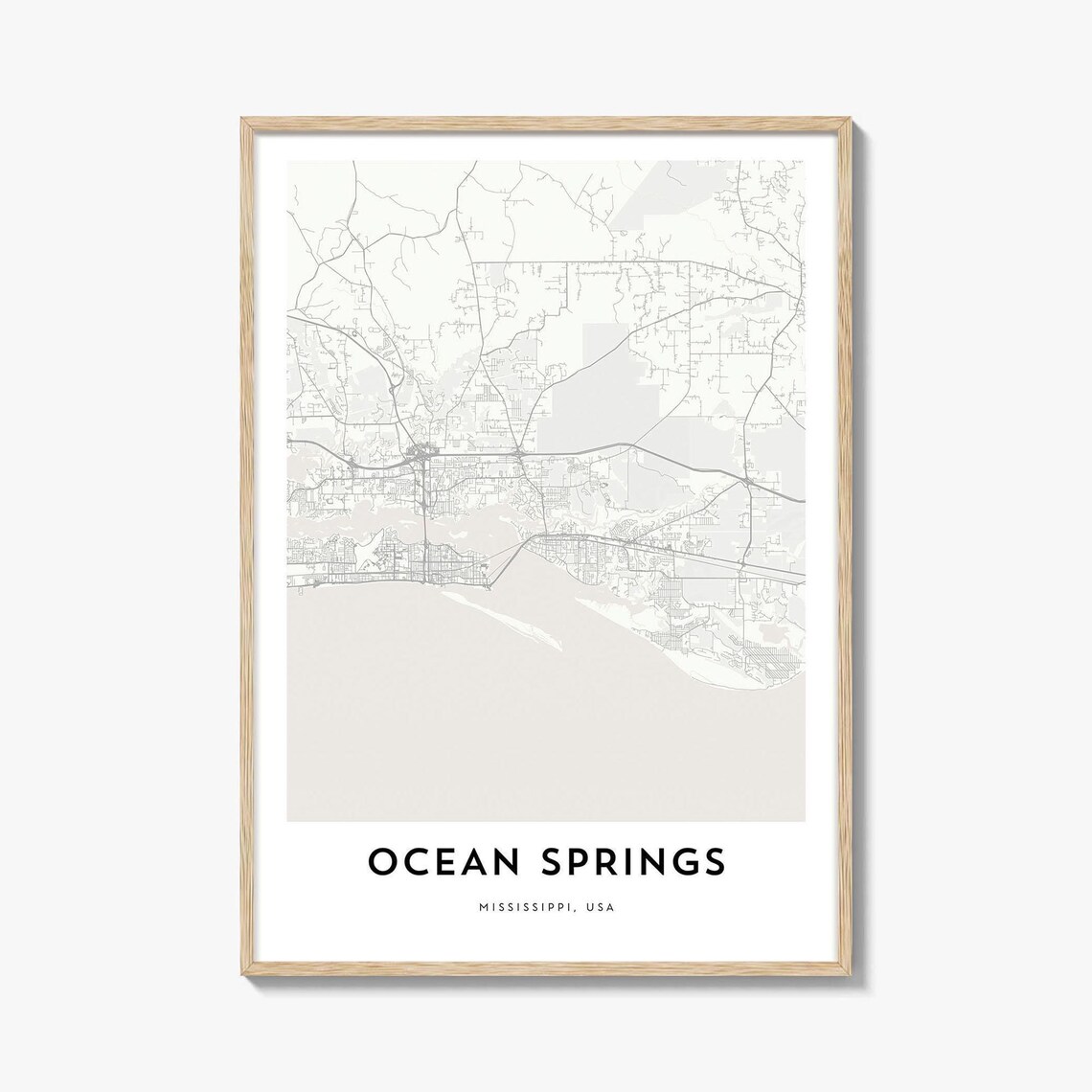 Ocean Springs Mississippi Minimalist Street Map City Art Poster