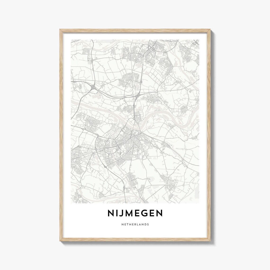 Nijmegen Netherlands Minimalist Detailed City Street Map Art Poster