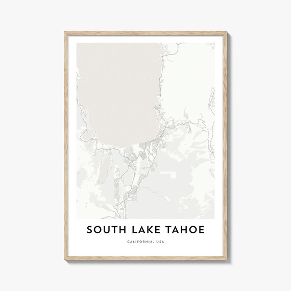 South Lake Tahoe California Minimalist Map Neutral Design Wall Art