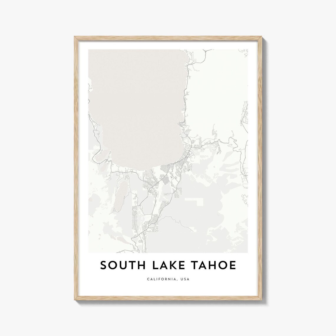 South Lake Tahoe California Minimalist Map Neutral Design Wall Art