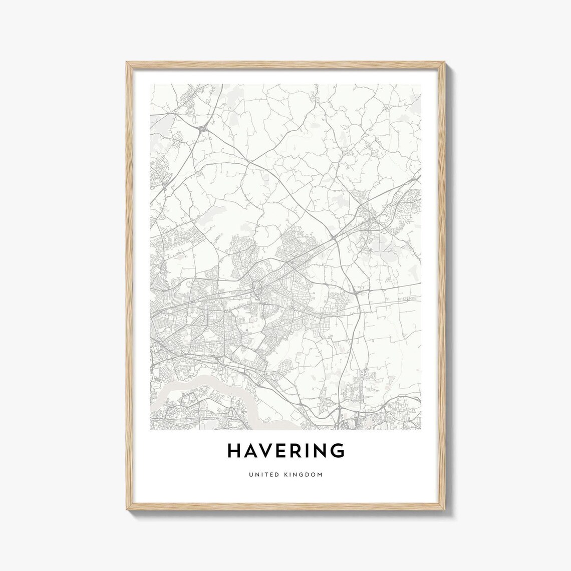 Minimalist Havering United Kingdom City Street Map Line Art Poster