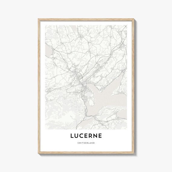 Lucerne Switzerland City Street Map Minimalist Line Art Wall Print