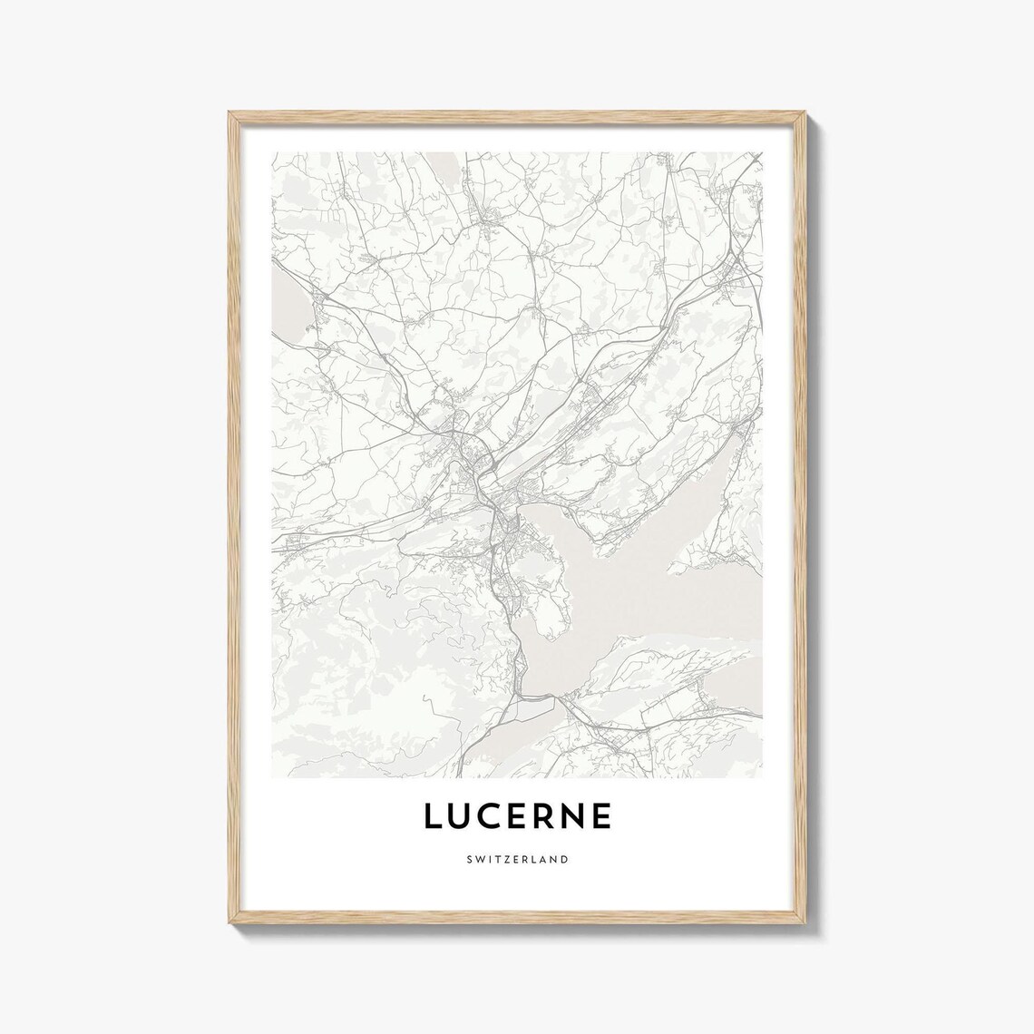 Lucerne Switzerland City Street Map Minimalist Line Art Wall Print