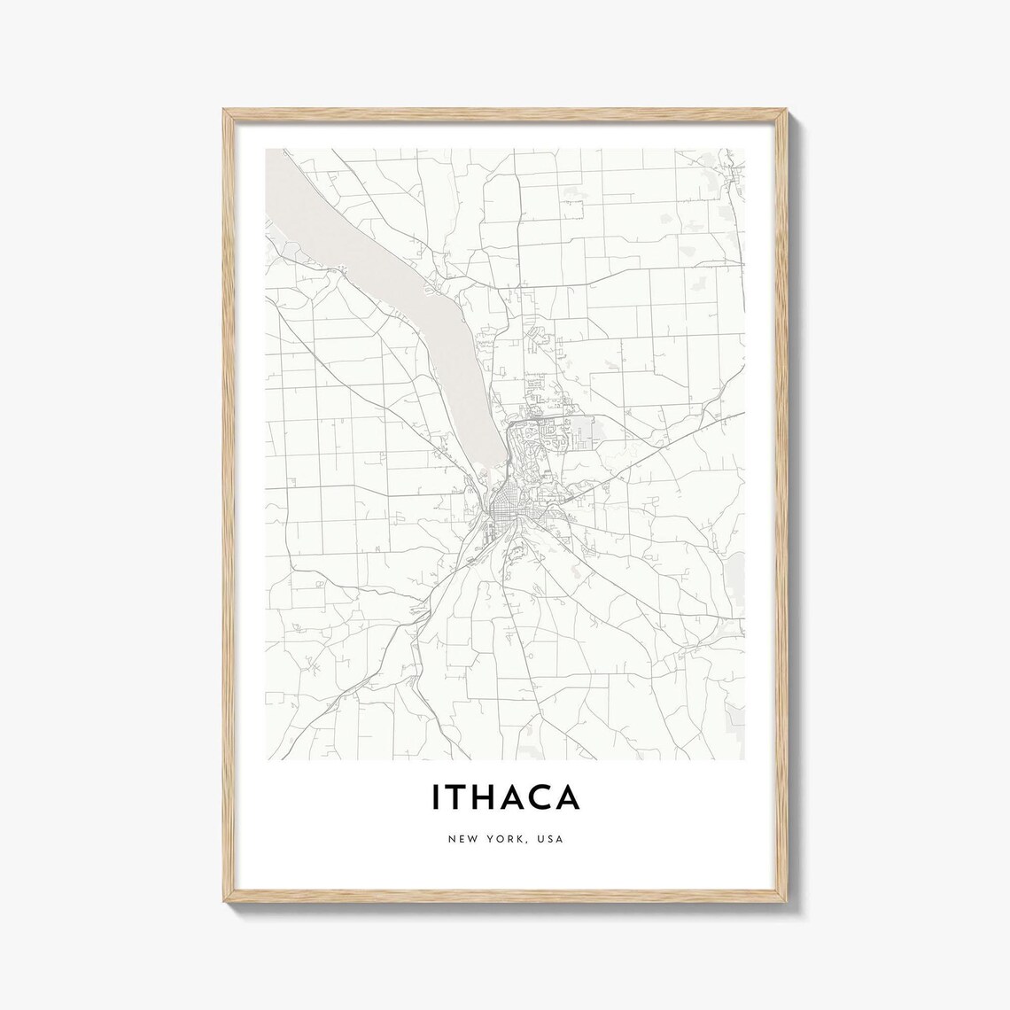 Ithaca New York USA Minimalist City Street Map Modern Wall Decor Poster