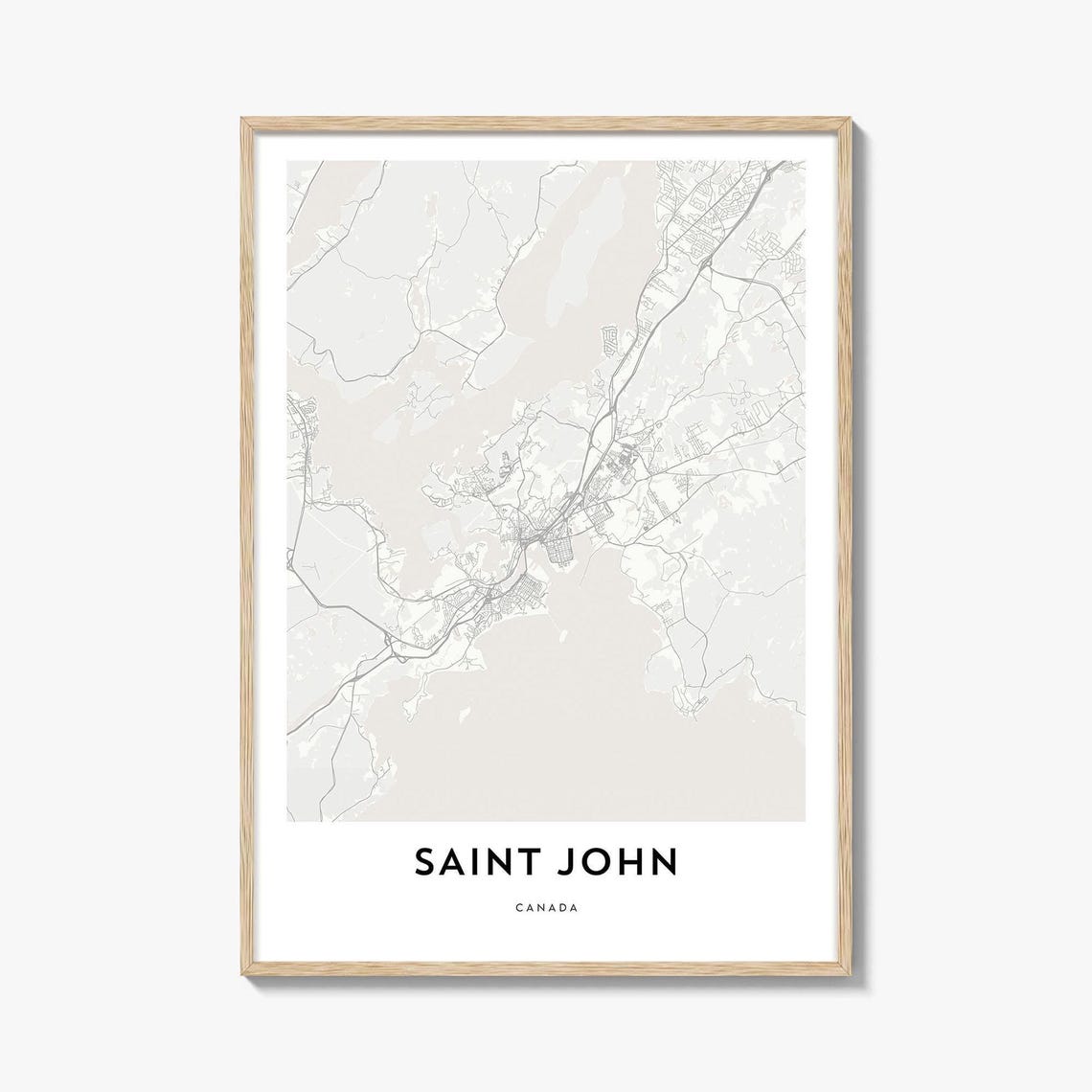 Saint John Canada Coastal City Street Map Minimalist Art Poster