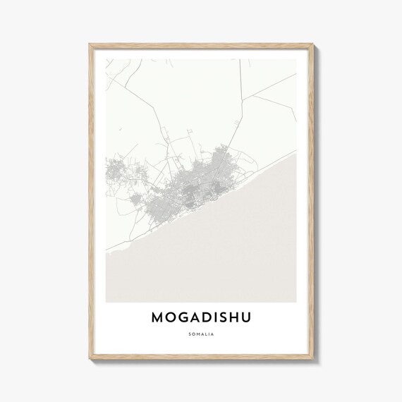 Mogadishu Somalia Minimalist City Map Poster in Warm Beige Tones
