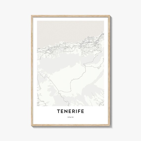 Tenerife Spain Canary Islands Soft Neutral Island Map Poster