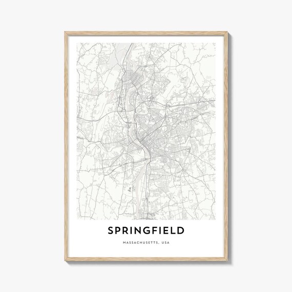 Springfield Massachusetts USA Light Gray City Map Art Poster