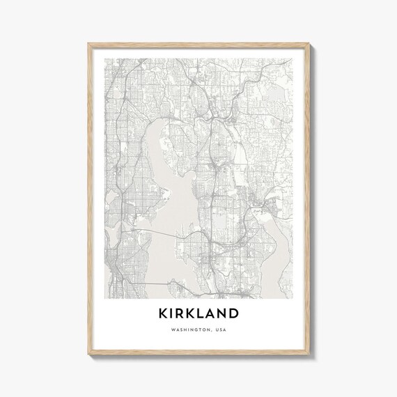 Kirkland Washington Minimalist City Map Poster in Clean White Style