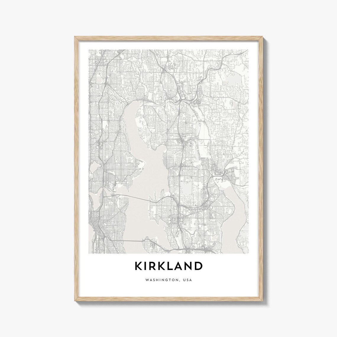 Kirkland Washington Minimalist City Map Poster in Clean White Style