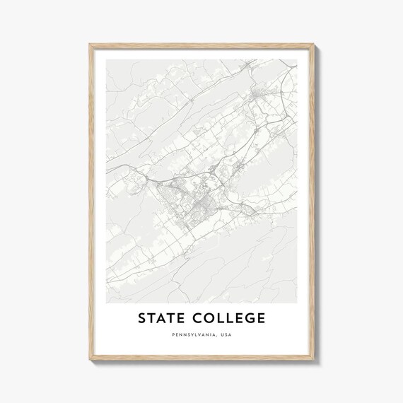 State College Pennsylvania Minimalist City Map Street Poster