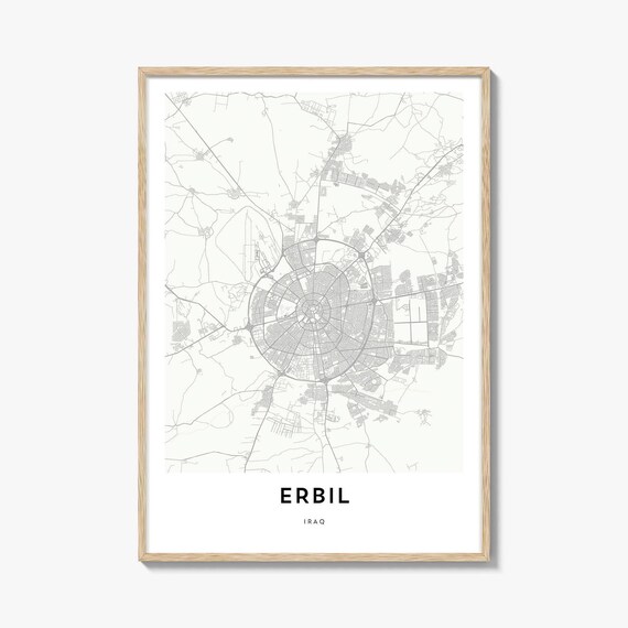Erbil Iraq Minimalist City Map Circular Street Art Travel Poster