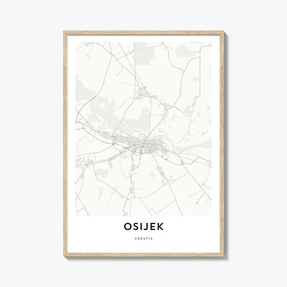 Osijek Croatia Minimalist City Street Map Art Poster for Home