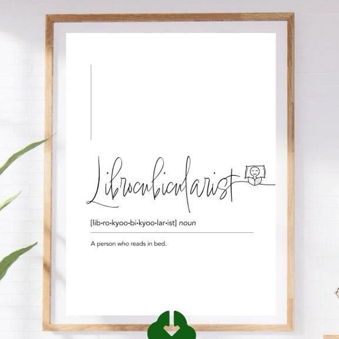 Librocubicularist Definition White Script Bedtime Reader Art Poster