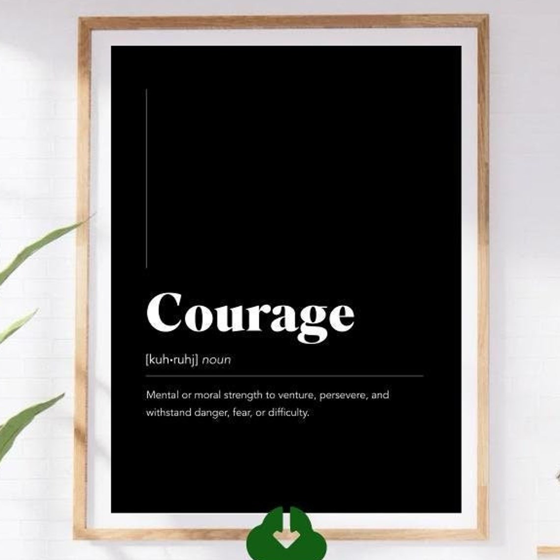Courage Definition Minimalist Black on White Inspirational Poster - Image 4