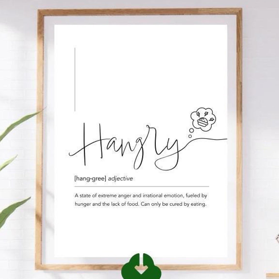 Hangry Funny Hunger Anger Definition White Burger Doodle Poster