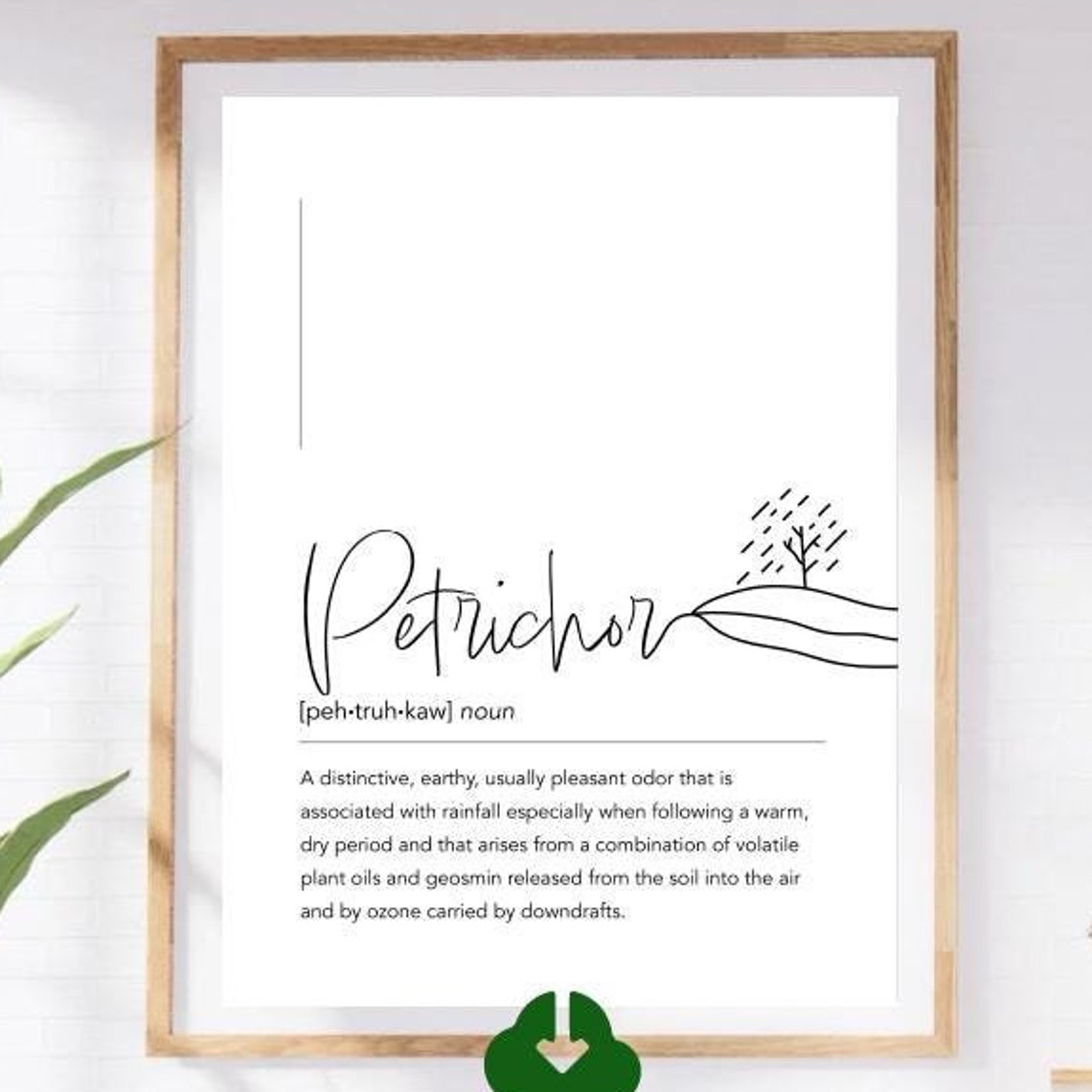 Petrichor Script Definition White Earthy Rain Scent Word Art Poster - Image 4