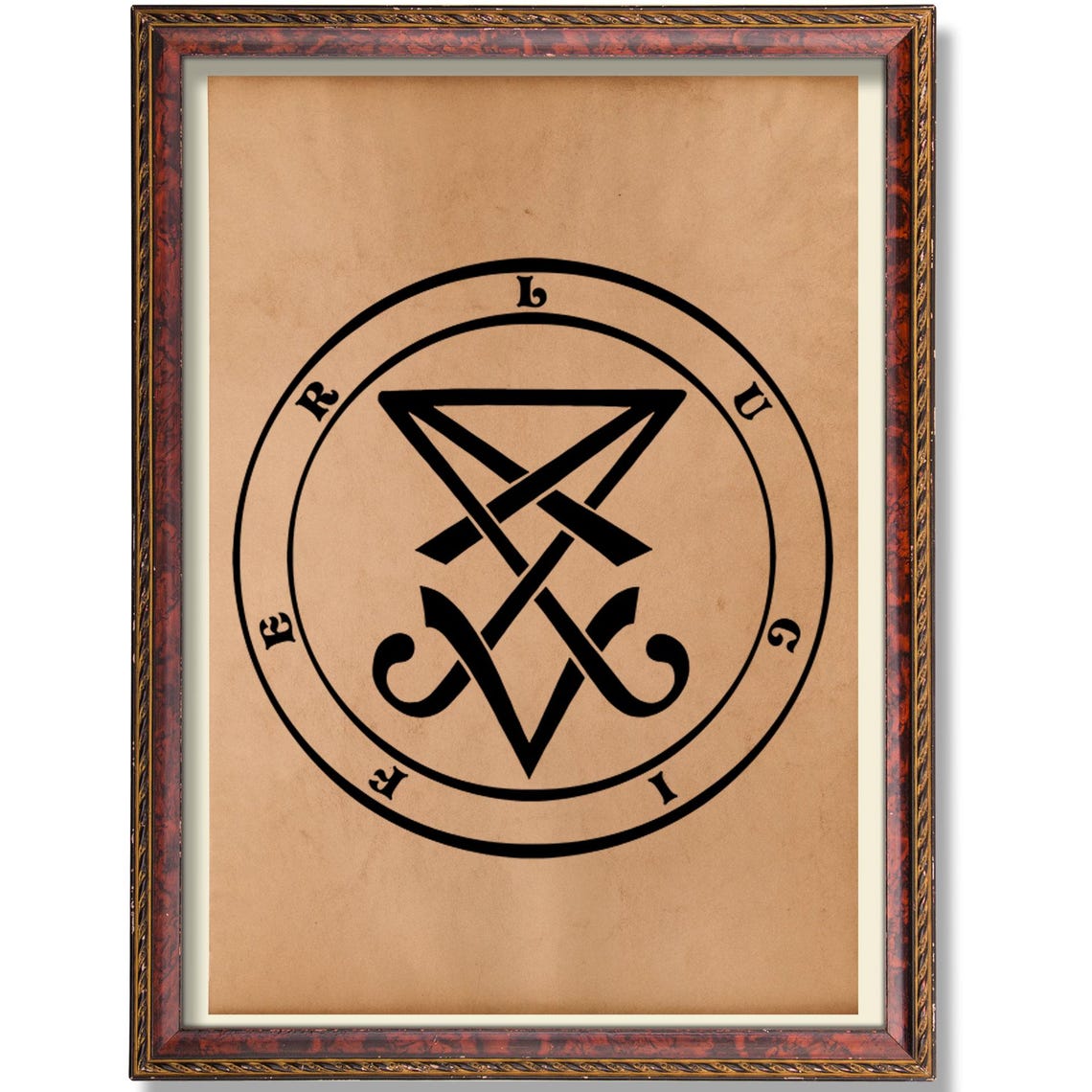 Lucifer Sigil Print Occult Demon Seal Wall Art Vintage Satanic Symbol Poster Esoteric Infernal Decor Goetia Magic Illustration