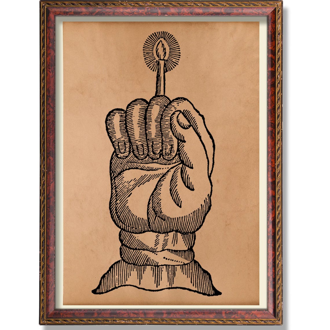 Hand Of Glory Occult Witchcraft Esoteric Candle Flame Poster