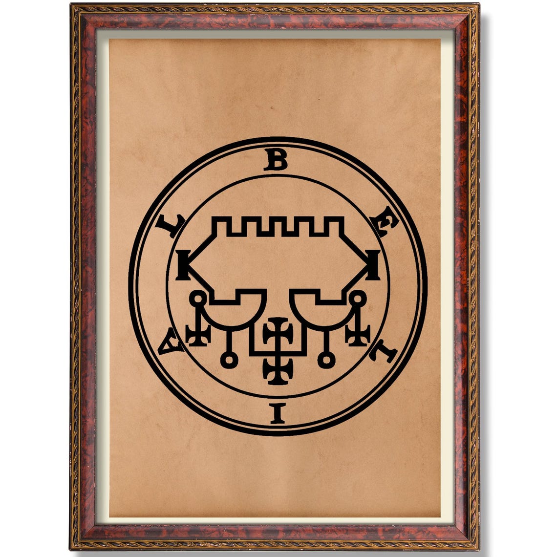 Belial Print Medieval Demon Illustration Satanic Occult Art Infernal Wall Decor Dark Alchemy Poster Esoteric Sigil