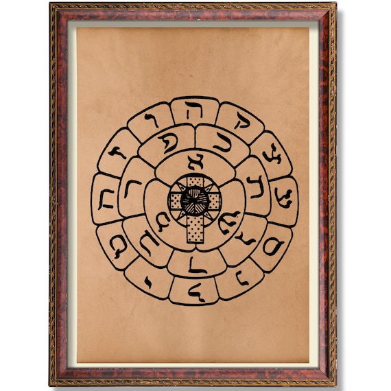 Rosicrucian Sigil Rose Cross Hebrew Circle Esoteric Alchemy Poster