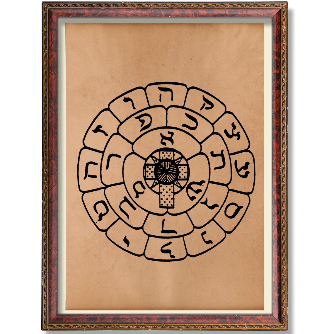 Rosicrucian Sigil Rose Cross Hebrew Circle Esoteric Alchemy Poster
