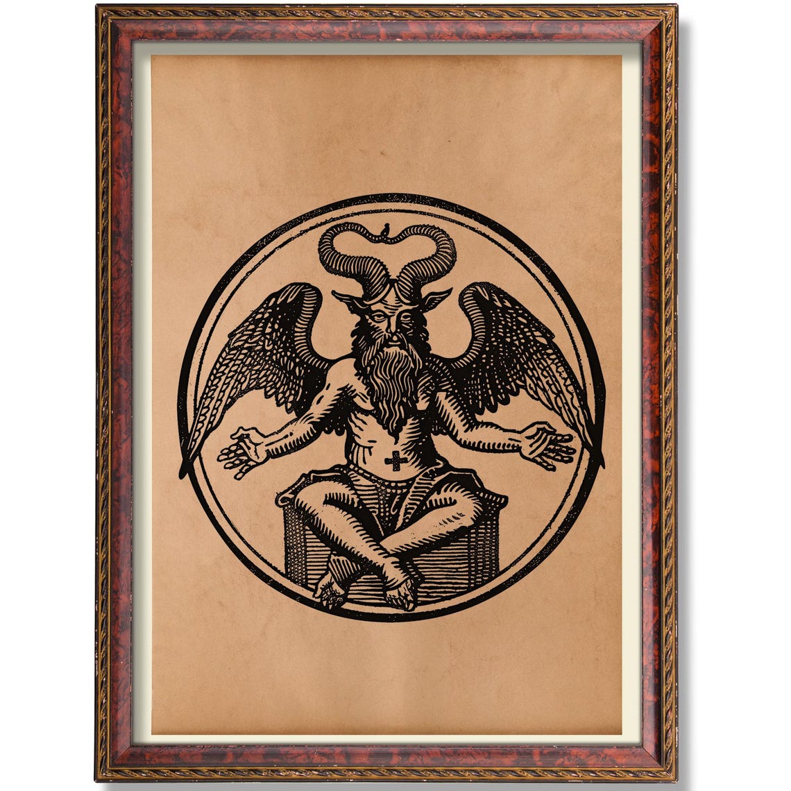 Baphomet Goat Occult Deity Circle Engraving Dark Alchemy Art Poster
