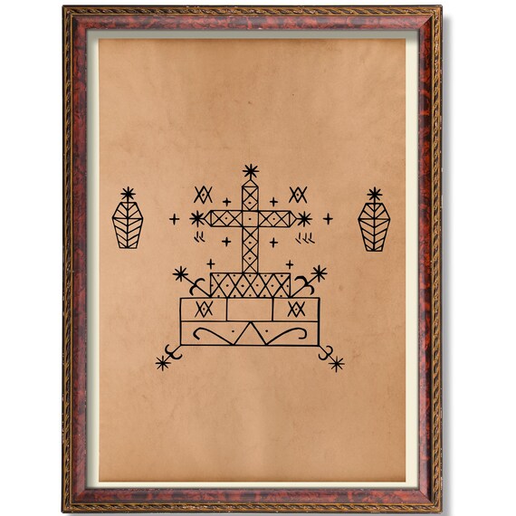 Baron Samedi Veve Print Voodoo Altar Decor Haitian Vodou Loa Of The Dead Occult Spirit Art Mystical Ritual Poster