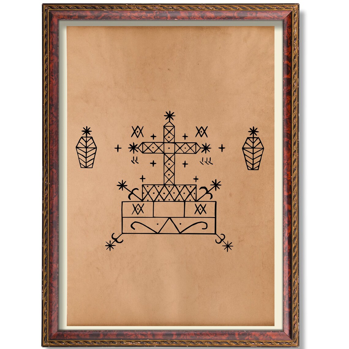 Baron Samedi Veve Vodou Cross Altar of the Dead Ritual Art Poster