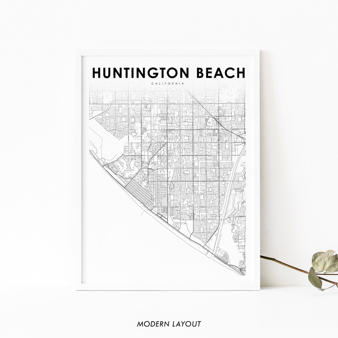 Huntington Beach, CA Map Poster, Nursery Decor
