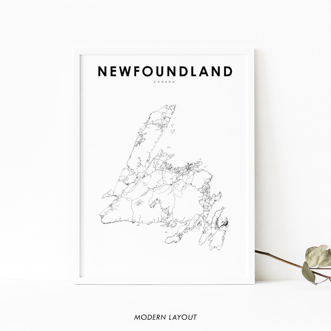 Newfoundland Canada Map Print, St Johns NL Poster
